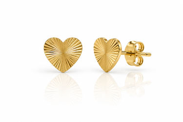 Orecchini a Lobo Cuore Rigato in Oro Giallo 18Kt