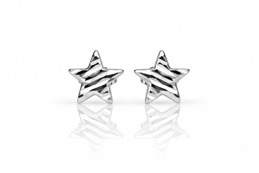 Orecchini a Lobo Stella Rigata in Oro Bianco 18 Kt