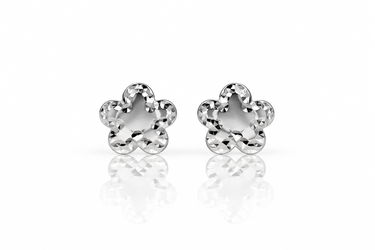 Orecchini a Lobo Fiore Martellato in Oro Bianco 18 Kt