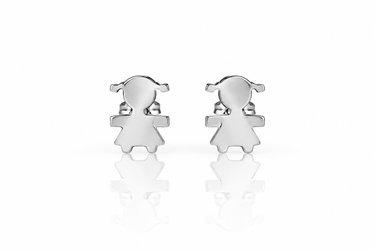Orecchini a Lobo Bambina in Oro Bianco 18 Kt