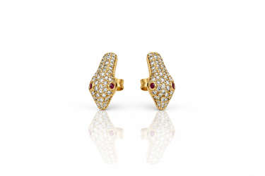 Orecchini a Lobo Serpente in Oro Giallo 18 kt con Zirconi
