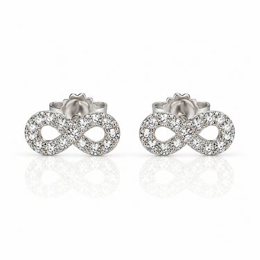 Orecchini Infinito in Oro Bianco 18 kt con Zirconi