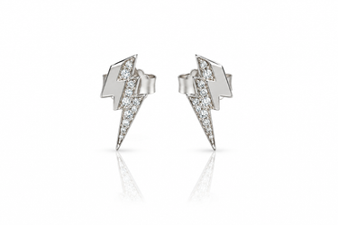 Orecchini Fulmine in Oro Bianco 18 kt con Zirconi