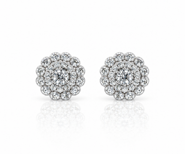 Orecchini a Lobo Rosone in Oro Bianco 18 kt con Zirconi