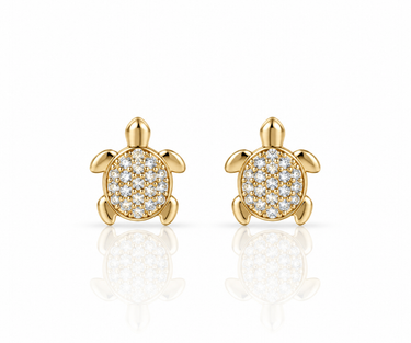Orecchini a Lobo Tartaruga in Oro Giallo 18 kt con Zirconi