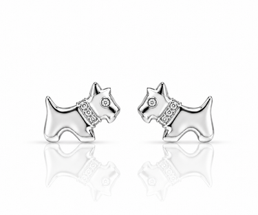 Orecchini a Lobo Cagnolino in Oro Bianco 18kt con Zirconi