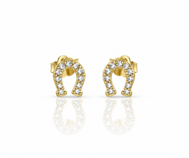 Orecchini Ferro di Cavallo in Oro Giallo 18 kt con Zirconi