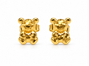 Orecchini Orsetto Martellato in Oro Giallo 18 kt