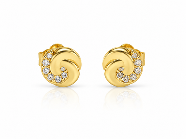Orecchini Spirale con Zirconi in Oro Giallo 18Kt