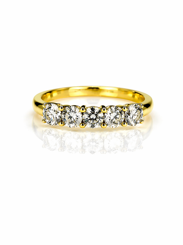 Anello 5 Pietre in Oro Giallo 18Kt – Elegante e Raffinato