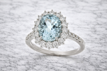 Anello in Oro Bianco 18kt con Diamanti F/G VS 0,70 ct e Acquamarine 2,44 ct AB14211B