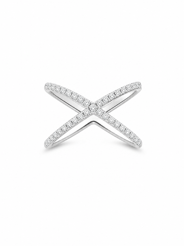 Anello a X in Oro Bianco 18Kt – Moderno ed Elegante