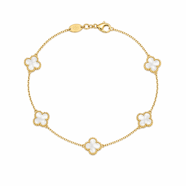 Bracciale Con Quadrifogli Bianchi in Oro 18Kt – Elegante e Simbolico