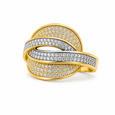Anello Bicolore Intrecciato in Oro 18Kt