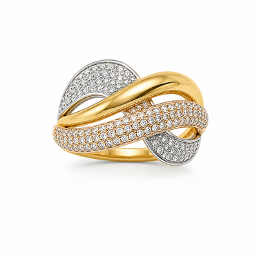 Anello Intreccio Bicolore in Oro 18Kt