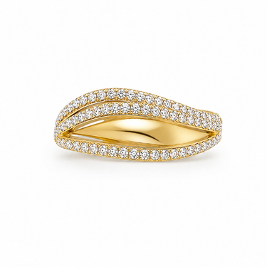 Anello Onda in Oro Giallo 18Kt