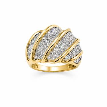 Anello Fascia Bombata a Onde in Oro Giallo 18kt