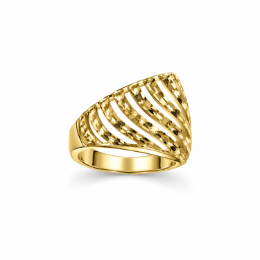Anello Fantasia Traforato a Onde in Oro Giallo 18kt
