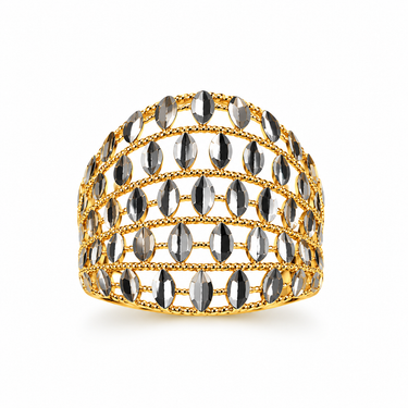 Anello Fascia Traforata Bicolore in Oro 18 Kt