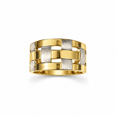 Anello Fascia Bicolore Intrecciata in Oro 18kt