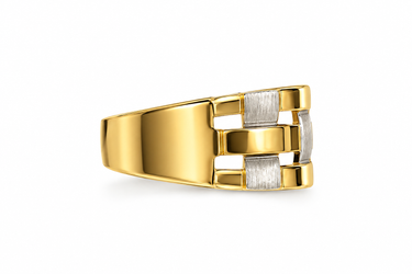 Anello Fascia Bicolore Intrecciata in Oro 18kt