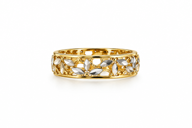 Anello Fascia Traforata Bicolore in Oro 18Kt