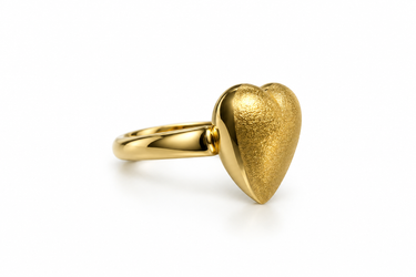 Anello Cuore Satinato in Oro Giallo 18 Kt