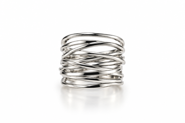 Anello Fascia Intrecciata in Oro Bianco 18Kt