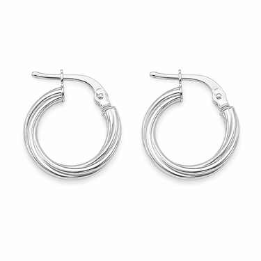 Orecchini a Cerchio in Oro Bianco 18Kt – Eleganti e Luminosi