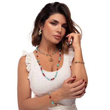 Collana Lunga Agata e Turchese Tropea CARP0992#G