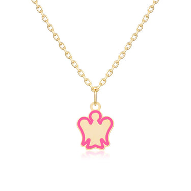 Collana oro bambina con angelo rosa