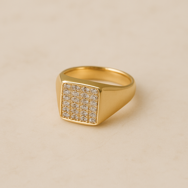 Anello Chevalier Quadrato Regolabile in Argento 925 – Silver & Gold