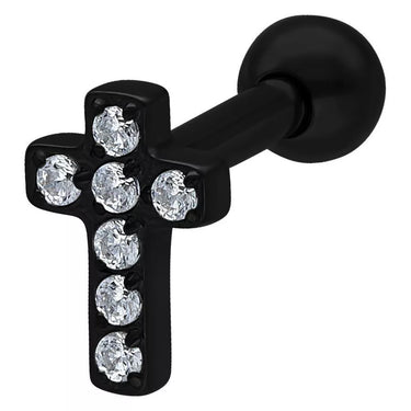 Earbarbell Crystal Cross In Titanio Wildcat IBX0206BK