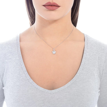 Collana Con Angelo In Oro Bianco e Diamante