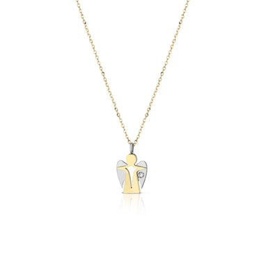 Collana con Pendente Angelo Croce in Oro e Diamante