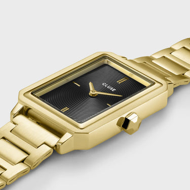 Orologio Fluette in acciaio, trama circolare nero, colore oro CW11512