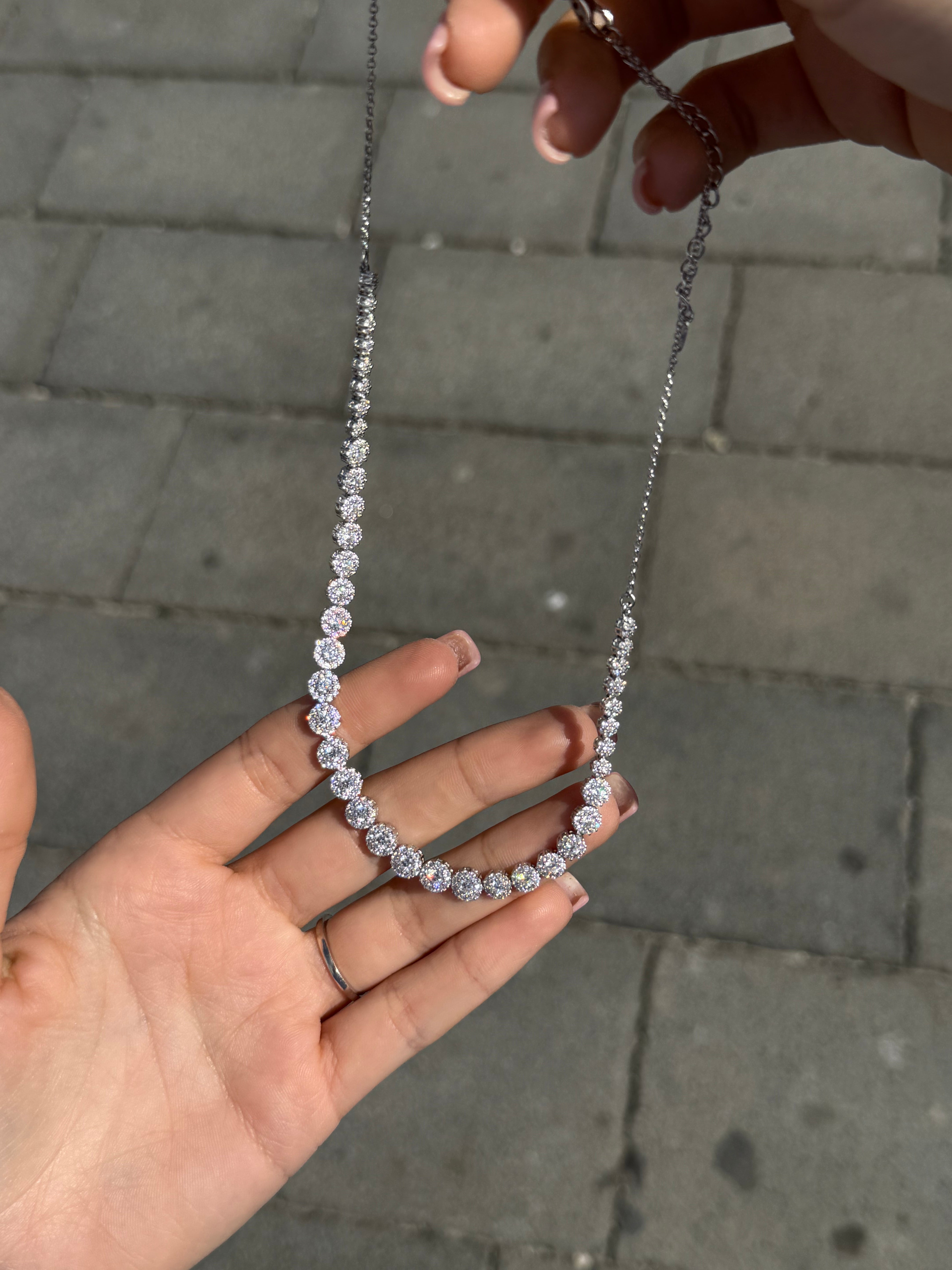 Collana Tennis in Argento 925 con Zirconi – Lunghezza Regolabile 40-45 cm
