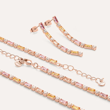 Orecchini Pendenti Tennis Romantic Shine Ottone Rosa Cristallo 1694984
