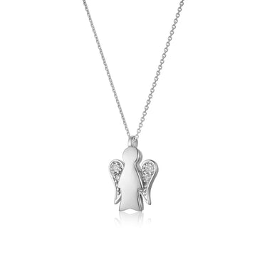 Collana Con Pendente Angelo In Oro Bianco E Diamanti Roberto Giannotti NKT322