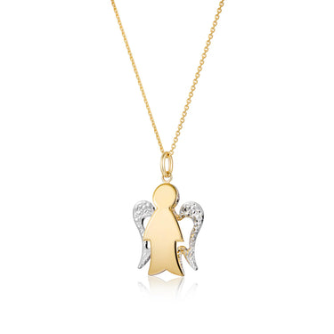 Collana con Angelo in oro e ali diamantate NKT367