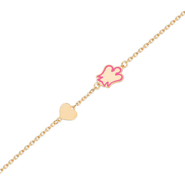 Bracciale Oro Bambina Con Angelo Rosa e Cuore Roberto Giannotti NKT389