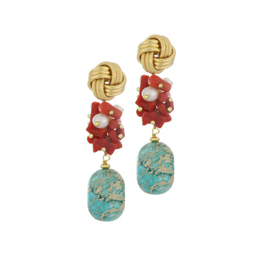 Orecchini Corallo Rosso e Turchese Africano Sasha OARP0510#G