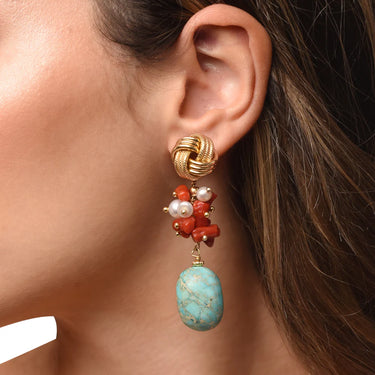 Orecchini Corallo Rosso e Turchese Africano Sasha OARP0510#G