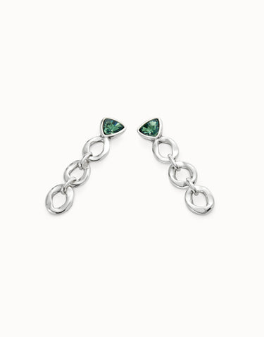 Orecchini Lunghi Placcati Argento Sterling Con Cristallo Verde Triangolare PEN0981VRDMTL0U
