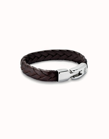 Bracciale Cuoio Intrecciato Colore Cognac Placcato Argento Sterling PUL2455MARMTL0L