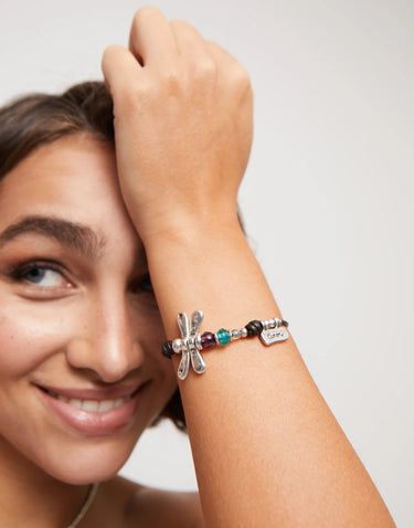 Bracciale Con Libellula Placcato Argento Sterling e Cristalli PUL2478MCLMTL0M