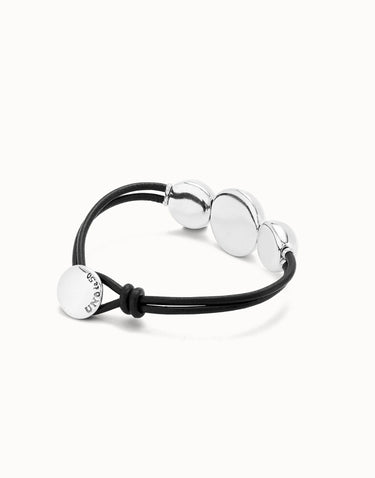 Bracciale In Cuoio Con Tre Sfere Grandi Centrali Placcate Argento Sterling PUL2522MARMTL0M