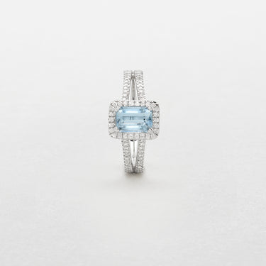 Anello In oro Bianco, Diamanti e Acquamarina AB16977BA