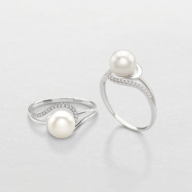 Anello In Oro Bianco, Diamanti e Perla ABX15788
