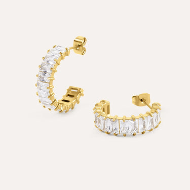 Orecchini A Cerchio Aura Acciaio Dorato Cubic Zirconia Stroili 1699548